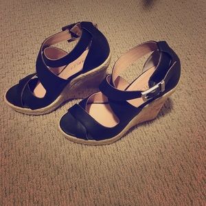 Leather wedge sandals
